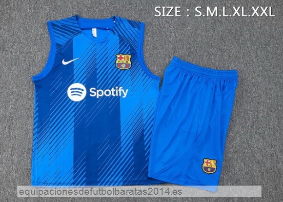 Nuevo Entrenamiento Sin Mangas Conjunto Completo Barcelona 23/24 Azul Blanco Baratas